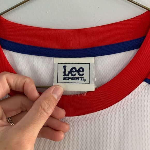 VTG Lee Sport Philadelphia Phillies Baseball Jersey Color Block White Red Blue L - Picture 5 of 10